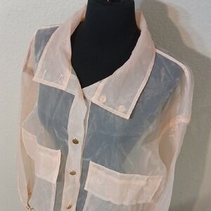Nicole Miller NY Sheer Pink Utility Jacket